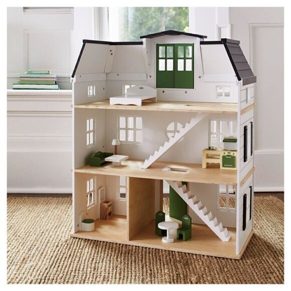 Hearth & Hand Magnolia Wood Toy Doll Townhouse with‎ Furniture -13pc Set - Picture 6 of 9